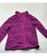 The North Face Women’s Size L Pink Purple Stripe Full Zip Fleece Hoodie ... - £17.60 GBP