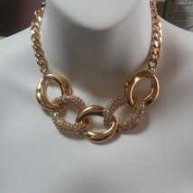 Women&#39;s etc! Gold-tone Paved Rhinestone Collar Necklace - £16.22 GBP