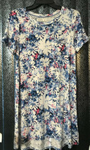 Abercrombie Tween Teen Yth girls L (14) Floral Dress Stretch Knit Blue Pink Whte - £11.75 GBP