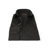 Men Dress Shirts AXXESS Turkey 100% Soft Egyptian Cotton 224-07 Solid Black image 8
