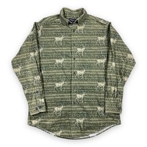 Woolrich Flannel Shirt Adult Large Long Sleeve Button Down Deer Print Outdoor - £18.68 GBP