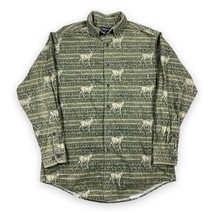 Woolrich Flannel Shirt Adult Large Long Sleeve Button Down Deer Print Outdoor - £17.76 GBP