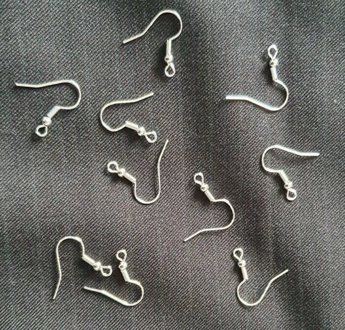 10 ( 5 pairs ) x Silver Plated Ear Wire Fish hook Earrings Bead And Spri... - $1.69