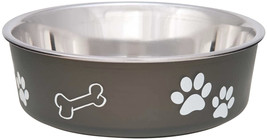 [Pack of 3] Loving Pets Bella Bowl with Rubber Base Steel and Espresso Small ... - £26.06 GBP