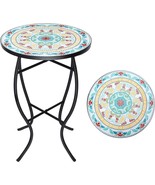 Outdoor Patio Coffee Table End Side Accent Furniture Garden Metal Round ... - £76.56 GBP
