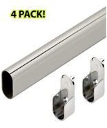 4 Pack Premium Oval Wardrobe Closet Rod Chrome with Closet Rod Brackets - €32,45 EUR+