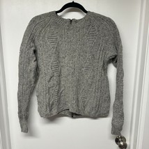 Madewell Gray Palisade Merino Wool Pullover Cable Knit Sweater Zipper Ba... - £20.33 GBP