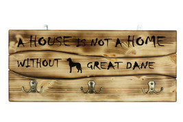 Great Dane, a wooden wall peg, hanger with the picture of a dog and the words - £40.01 GBP