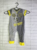 Disney Baby Mickey Mouse Oh Boy One Piece Romper Footless Jumper Outfit 9-12 Mos - £11.11 GBP