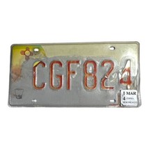 New Mexico License Plate Red And Yellow CGF 824 Distressed Man Cave Rust... - $18.69