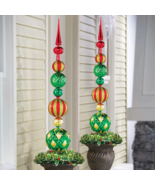 45&quot; Christmas Finial Topiary Ornament Garden Stake Holiday Porch Outdoor... - €29,43 EUR