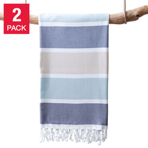 Turkish Towel Company Caribbean Summer Stripe Peshtemal Towel, 2-piece - £56.60 GBP