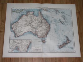 1896 Original Antique Map Of Australia New Zealand New Caledonia Pacific Oc EAN Ia - £22.40 GBP