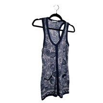 KIMCHI BLUE Size Small Blue Gray Floral Print Tunic Top Button Front Pockets - £11.17 GBP