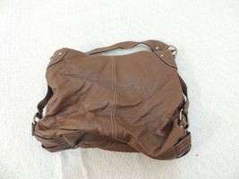 Brown Leather Women&#39;s Handbag/Purse Bronze Accents Zip Close Medium 50782 - $13.97