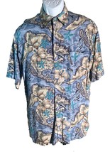 PIERRE CARDIN Men&#39;s Short Sleeve Button Down Floral Grand Ocean Shirt Me... - $19.34