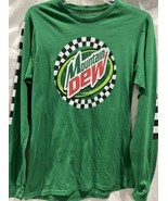 Mountain Dew Long Sleeve T-Shirt Spellout Logo Checkered Graphic Tee Men... - $20.31 CAD