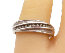 925 Sterling Silver - Vintage Genuine Diamonds Round Band Ring Sz 8 - RG7621 - £45.97 GBP