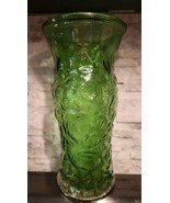 Vintage Hoosier Glass Crinkle Textured Green Vase 9-3/4&quot; Tall #3 - $9.80