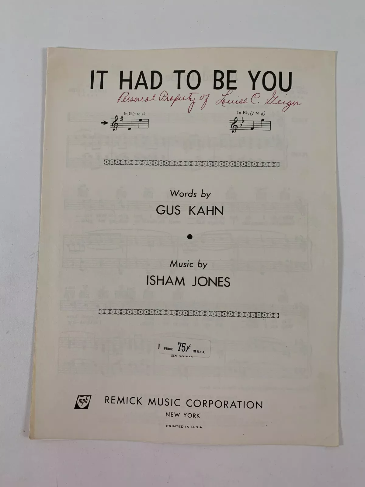 It Had To Be You (sheet music) - $6.00