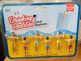 NPW-London Drinking Buddies Cocktail/Wine Glass Drink Markers (6) Meet Chad - $12.51