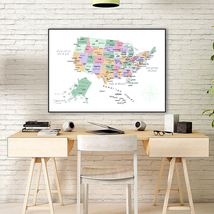 Usa map digital printable,Map of United States downloadable print Poster,Gift - £4.79 GBP