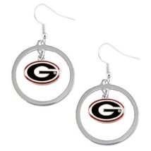 aminco NCAA Georgia Bulldogs Floating Logo Hoop Earrings,Silver - $14.80