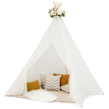 85&quot; Height 5 Sides Huge Lace Teepee Tent for Kids Adult Wedding w/ Light Strings - £87.59 GBP