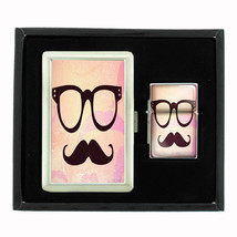 Cool Mustache D9 Cigarette Case / Wallet &amp; Lighter Gift Set - £17.42 GBP