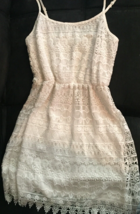 Forever 21 sundress size Small lace over silky material white adjustable straps - £8.70 GBP