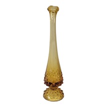 Vintage Fenton Amber Hobnail Pedestal Base Swung Bud Vase 9&quot; not Stamped - £18.19 GBP