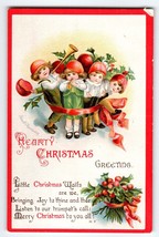 Christmas Postcard Ellen Clapsaddle Signed Children Matching Hats Horns 1883 - £19.13 GBP