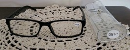 Black Plastic Framed ~ Spring Hinged ~ Reading Glasses w/Clear Case ~ +1... - $14.96