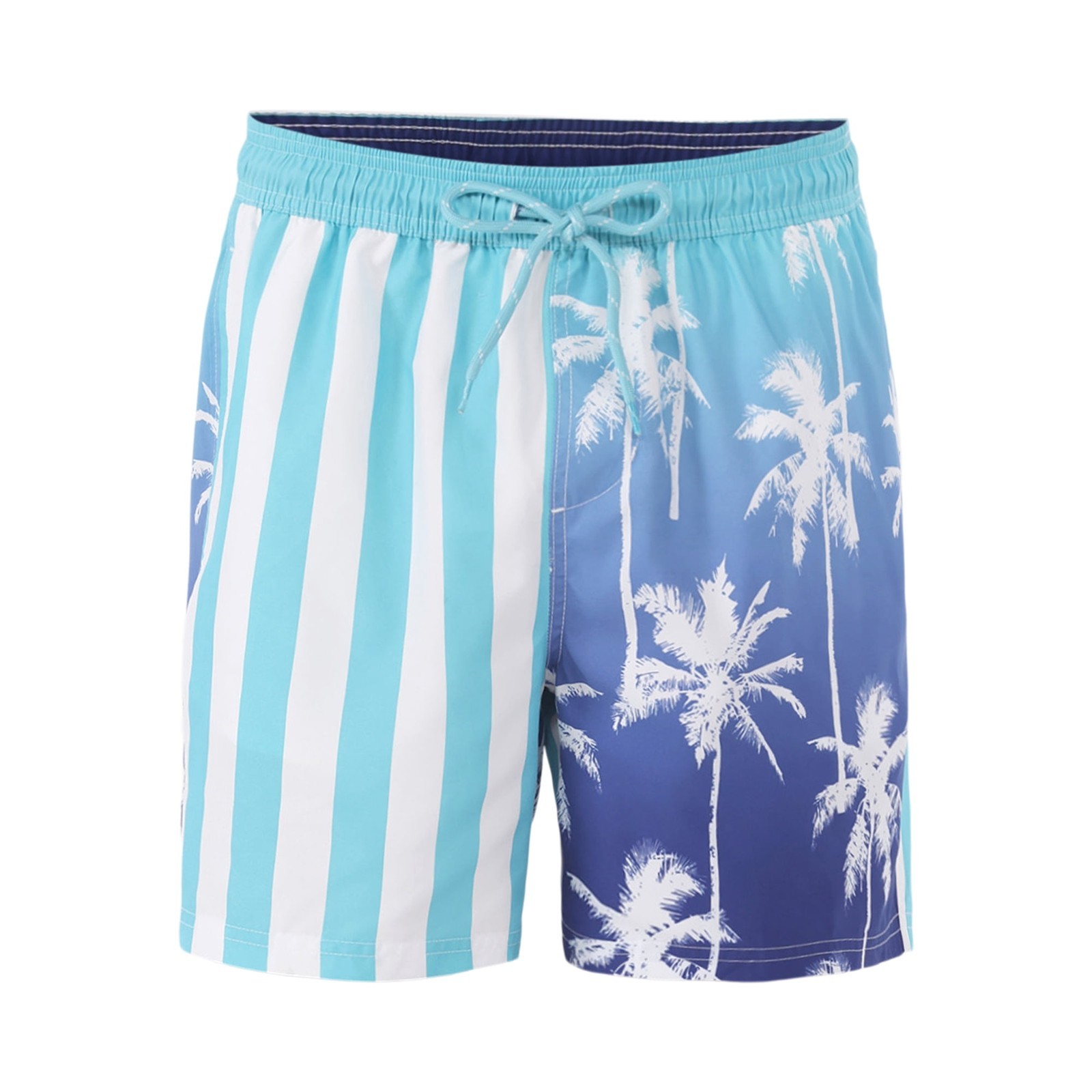 No Boundaries Men's Elastic Waist Swim Trunks 6" Inseam Blue Palms 3XL (48-50 Item image 3