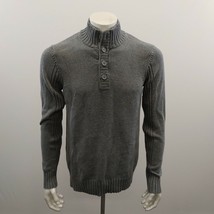 Denver Hayes Mock Neck Henley Sweater Men&#39;s Size Medium Gray Long Sleeve... - £10.07 GBP