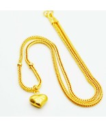 Necklace Heart Pendant 18K 22K Gold Plated Yellow Thai Twist 18 Inch 18 ... - £23.48 GBP