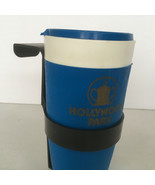 Vintage hollywood park blue plastic cup with lid and car window cup holder - $21.73