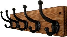 Webi Rustic Coat Rack Wall Mount,5 Cast Iron Coat Hooks Wall, Rustic Brown - $30.99