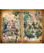 Vintage Journal Page Junk Journal Printable Watercolor Cottage House Eph... - £2.31 GBP
