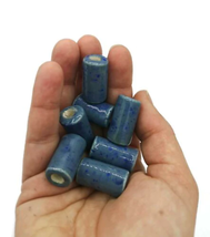 1 Pc large ceramic tube beads for bracelets, blue tube beads for macrame, 5mm ho - £4.40 GBP
