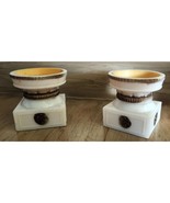 2 Vintage Plastic Pedestal White W/ Gold  Accents Taper Or Votive Candle... - €7,64 EUR