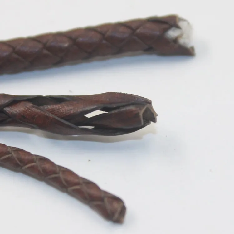 Sporting 1 Meters Brown Handcraft Braided Woven Genuine Leather Cords m 4mm 5mm  - £23.95 GBP