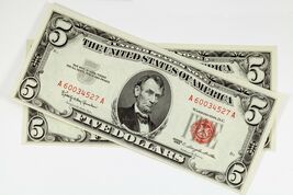 Lot of 2 Consecutive 1963 Red Seal United States Notes Choice to Gem BU - $159.29