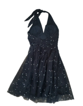 Dress Tulle Confetti Halter Midi Adrianna Papell Size 4 Black Whimsy Goth - $24.22