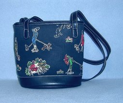 Liz Claiborne Beaded Purse Black with Dogs Small Tote - $7.99