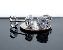 3Ct Solitaire Basket Created Diamond Push Back Stud Earrings 14K White Gold - £86.04 GBP