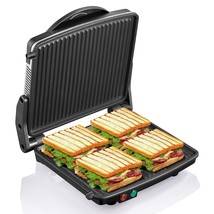 Panini Press Grill, Gourmet Sandwich Maker Non-Stick Coated Plates 11&quot; X... - £72.67 GBP