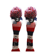 USA Majek Golf #2 &amp; 3 Hybrid Headcovers Pom Pom Knit Vintage Classic Look - $30.63