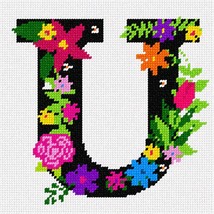 Pepita needlepoint kit: Letter U Primary Floral, 7&quot; x 7&quot; - $50.00+