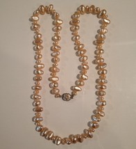 Truly Vintage Faux Freshwater  Pearl Necklace Champagne  40s-50s Clasp Stuning - £10.65 GBP
